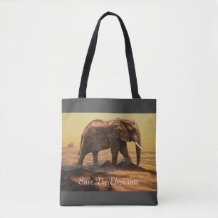 Bolso De Tela Salvemos A Los Elefantes