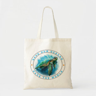 Bolso De Tela Salvemos nuestros océanos - Tortuga marina