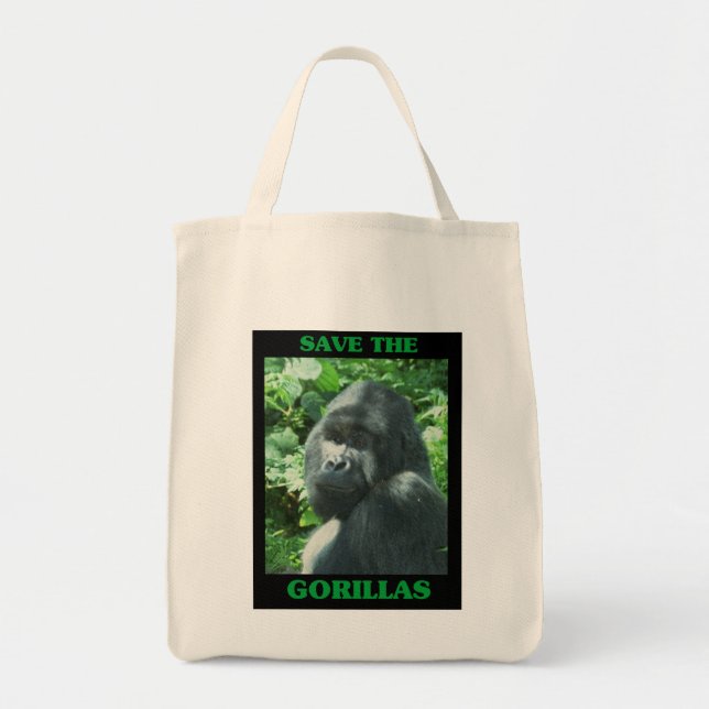 Bolso De Tela Salven a los gorilas (Frente)