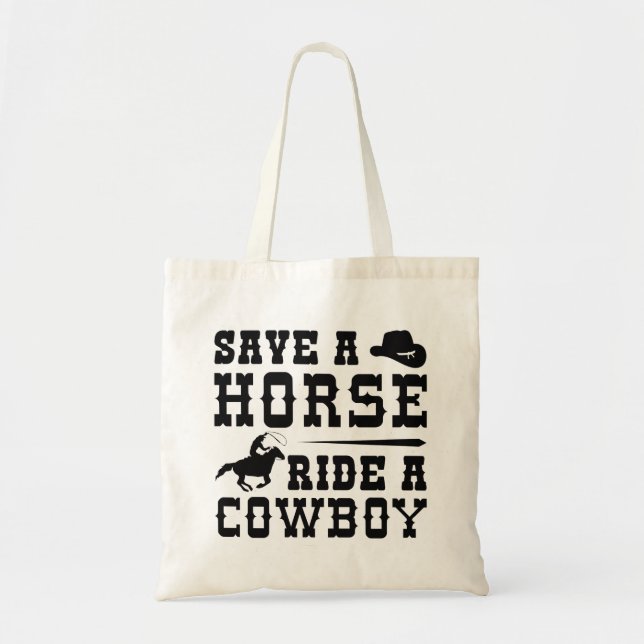 Bolso De Tela Salven A Un Caballo De Vaquero (Frente)