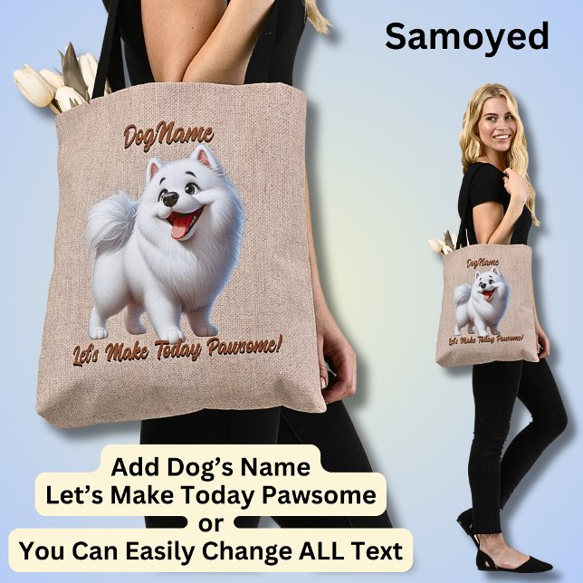 Bolso De Tela Samoyed - Añadir nombre de perro, cambiar texto (Subido por el creador)