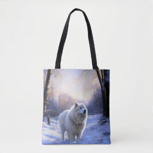 Bolso De Tela Samoyed Deja que nieve Navidad