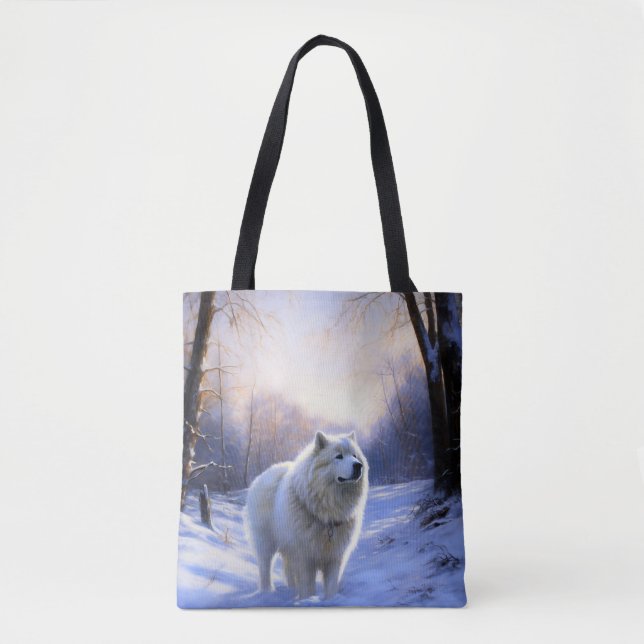 Bolso De Tela Samoyed Deja que nieve Navidad (Anverso)