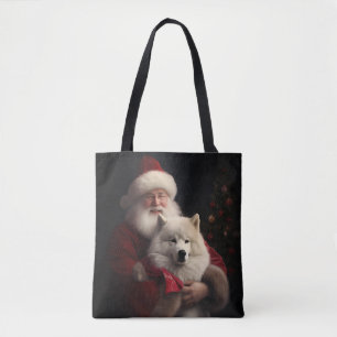 Bolso De Tela Samoyedo Con Claus De Santa Festivo Navidad
