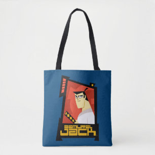Bolso De Tela Samurai Jack sonriendo gráfico de marco futurista