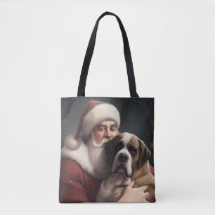 Bolso De Tela San Bernardo con Santa Claus Festivo de Navidad