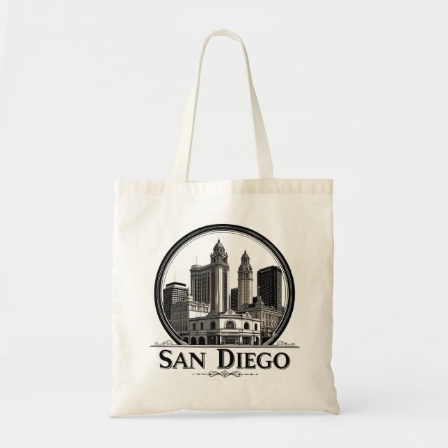 Bolso De Tela San Diego California Skyline-Modern Cityscape Art (Frente)