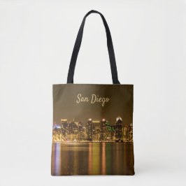 Bolso De Tela San Diego Skyline Night California Souvenir