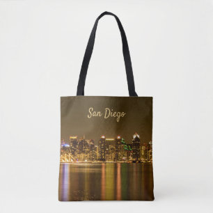 Bolso De Tela San Diego Skyline Night California Souvenir