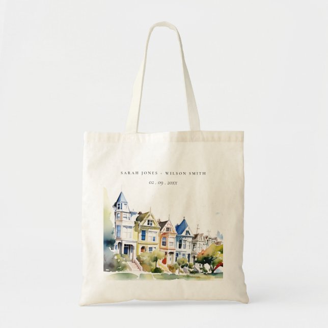 Bolso De Tela San Francisco Painted Ladies Landscape Wedding (Frente)