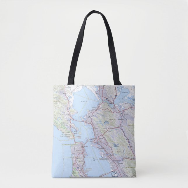 Bolso De Tela San Francisco y el mapa del área de la bahía (Anverso)