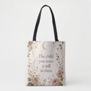 Bolso De Tela Sanación del Niño Interior Floral Vintage Cita 