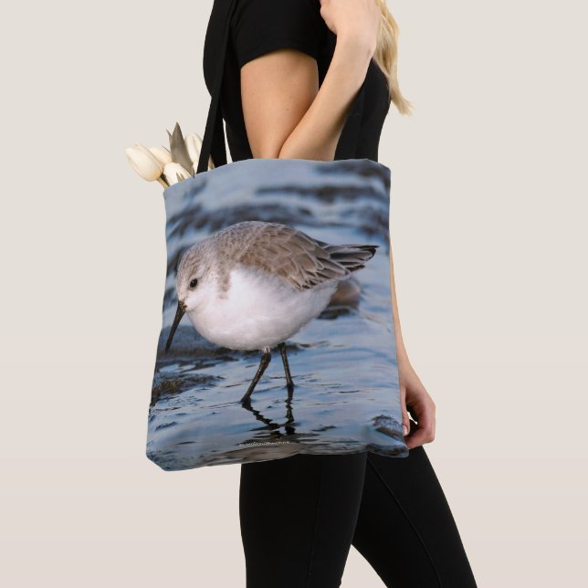 Bolso De Tela Sanderling pasea por una playa de invierno (Detalle)