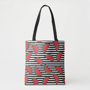 Bolso De Tela Sandía en modelo negro y blanco de las rayas
