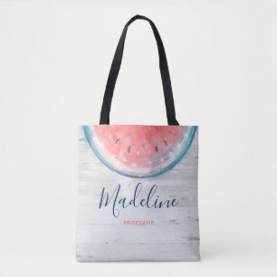 Bolso De Tela Sandía rústica de madera de la acuarela nupcial