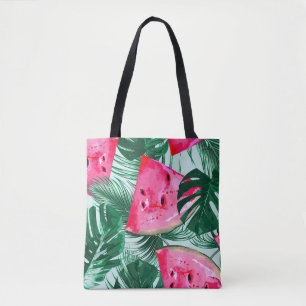 Bolso De Tela sandías, hojas de palma: tropicales sin costura