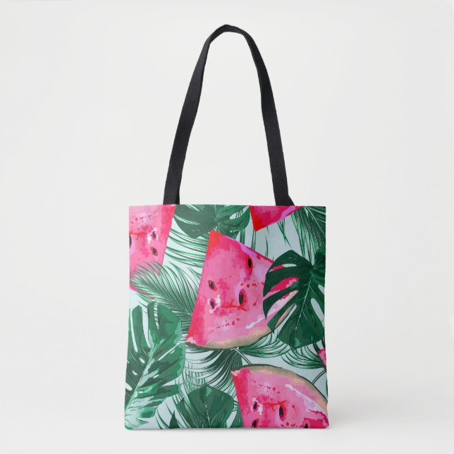 Bolso De Tela sandías, hojas de palma: tropicales sin costura (Anverso)