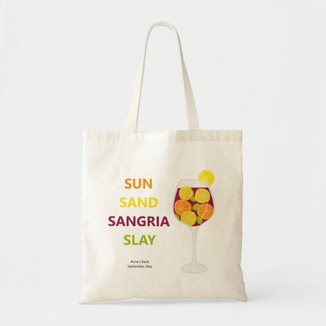 Bolso De Tela Sangria Bachelorette Party Beach Weekend (Frente)