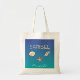 Bolso De Tela Sanibel con los seashells y nombre de encargo