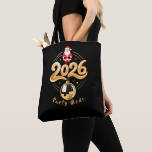Bolso De Tela Santa 2026 Modo Fiesta Dorado Disco Navidad