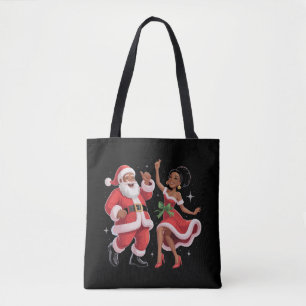 Bolso De Tela Santa africano Señora Claus bailando Navidad ameri