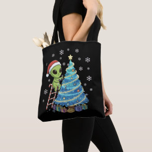 Bolso De Tela Santa Alien Cute Divertido Decorando Navidad Espac