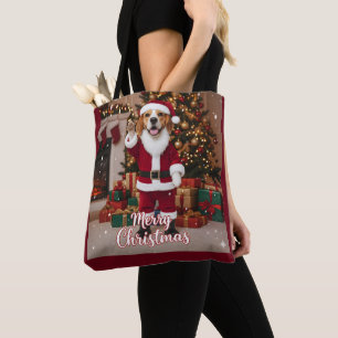 Bolso De Tela Santa Beagle Feliz Navidad - Perro Beagle Navidad
