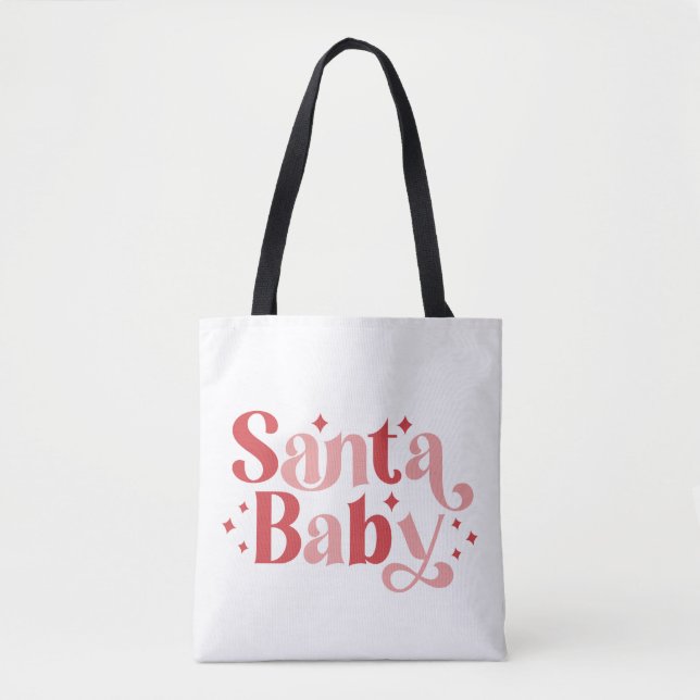 Bolso De Tela Santa Bebé - Navidades retro Tipografía (Anverso)