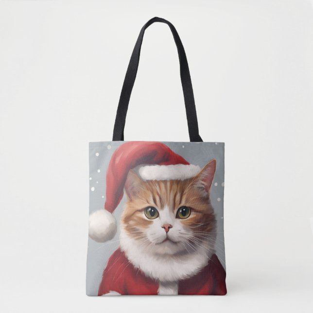 Bolso De Tela SANTA CAT CHRISTMAS Tote (Anverso)