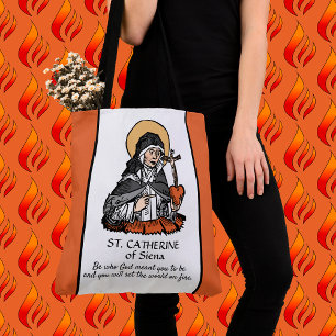 Bolso De Tela Santa Catalina de Siena con el corazón crucifijo