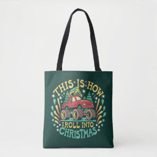 Bolso De Tela Santa Claus Camión Monstruo Chicos Navidad Navidad
