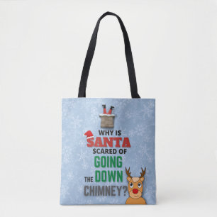 Bolso De Tela Santa Claus chimenea copos de nieve chiste diverti