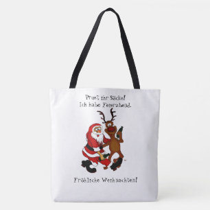 Bolso De Tela Santa Claus con alce - Navidades felices