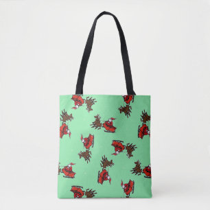 Bolso De Tela Santa Claus con astucia en lo verde