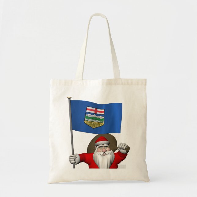 Bolso De Tela Santa Claus Con Bandera De Alberta CDN (Frente)
