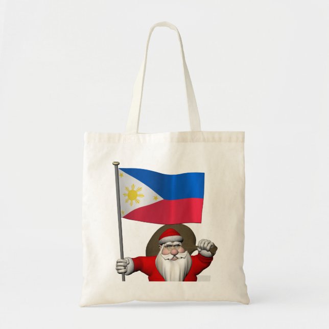 Bolso De Tela Santa Claus Con El Fin De Filipinas (Frente)