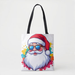 Bolso De Tela Santa Claus Face With Paint Splatter Christmas