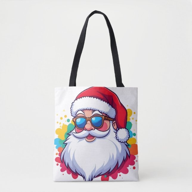 Bolso De Tela Santa Claus Face With Paint Splatter Christmas (Anverso)