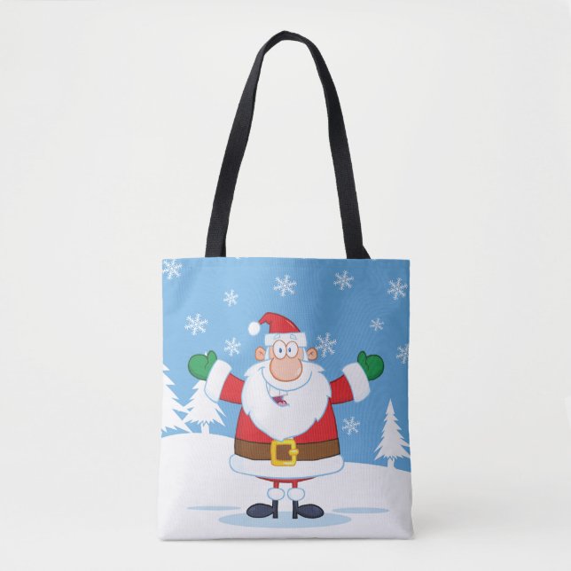 Bolso De Tela Santa Claus in Snowy Winter Scene (Anverso)