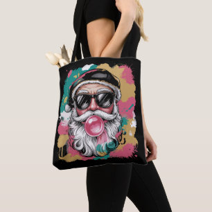 Bolso De Tela Santa Claus Preppy Coquette Navidad Brillo Rosa Fe
