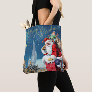 Bolso De Tela Santa Claus Victoriano de Navidad vintage en chime