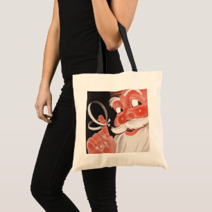 Bolso De Tela Santa Claus vintage con cuerda recordatoria en el
