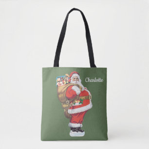 Bolso De Tela Santa Claus vintage, Navidad victoriana recortada