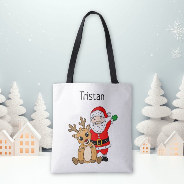 Bolso De Tela Santa Claus y Navidades de renos personalizados (Subido por el creador)