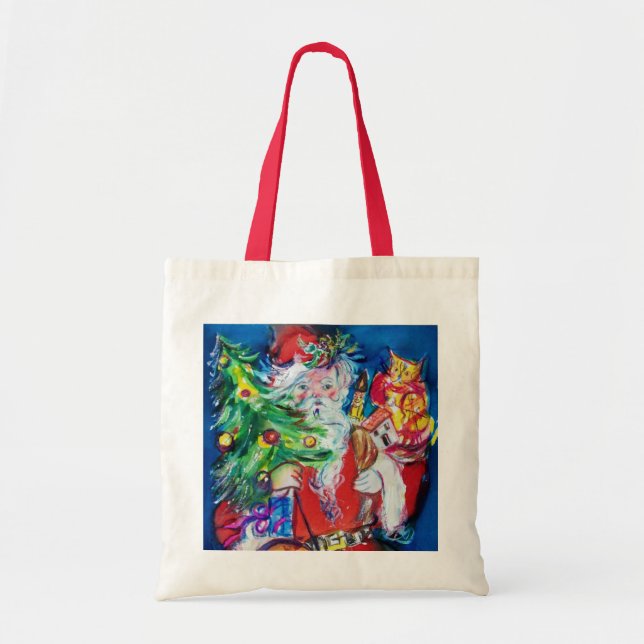BOLSO DE TELA SANTA CON NAVIDAD Y REGALOS (Frente)
