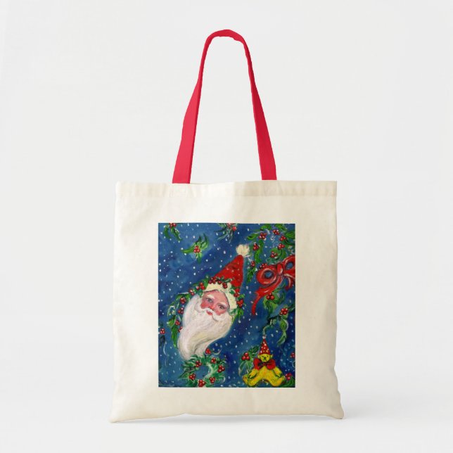 Bolso De Tela SANTA CON Navidades DE JUGUETES Noche (Frente)