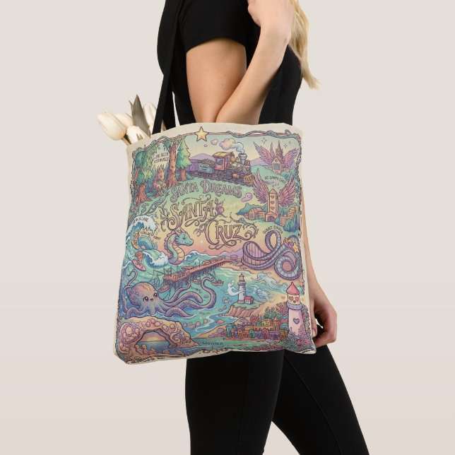 Bolso De Tela Santa Cruz California Illustrated Dreamscape Map (Detalle)