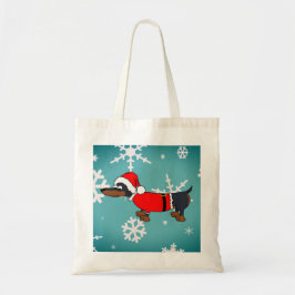 Bolso De Tela Santa Dachshund Perro Snowflakes Budget Tote Bag