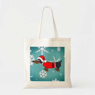 Bolso De Tela Santa Dachshund Perro Snowflakes Budget Tote Bag