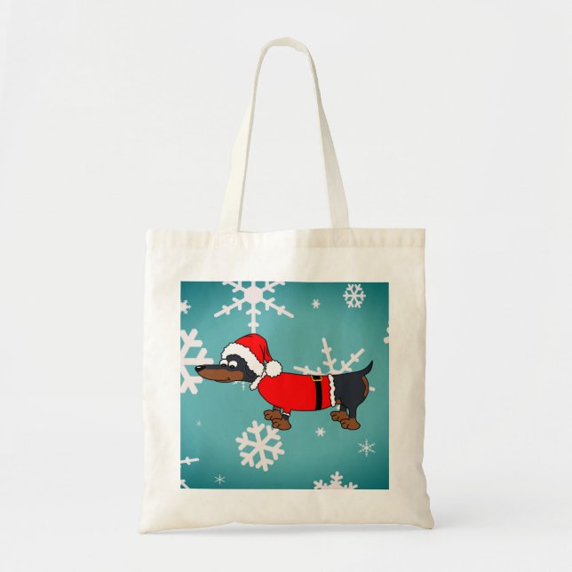 Bolso De Tela Santa Dachshund Perro Snowflakes Budget Tote Bag (Frente)